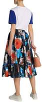 Thumbnail for your product : MSGM Coated Floral-print Cotton Midi Skirt
