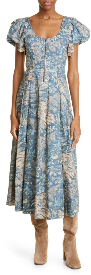 Ulla Johnson Malie Floral Print Cotton Poplin Midi Dress - ShopStyle