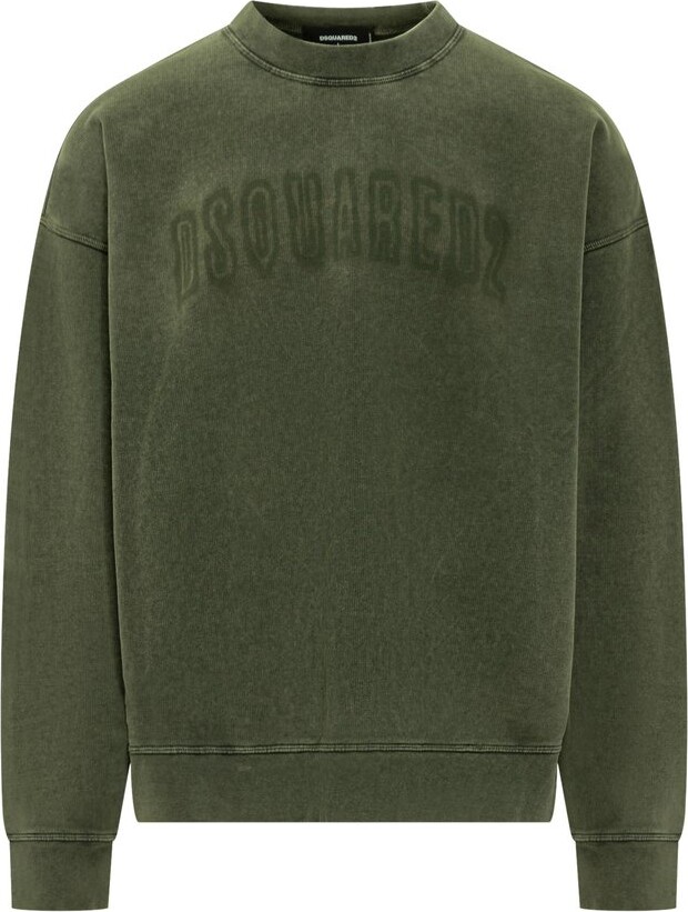 DSQUARED2 Loose Fit Raw Edge Crewneck Sweatshirt