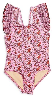Pink Chicken Girls' Ruffle Shoulder One Piece Swimsuit - Baby