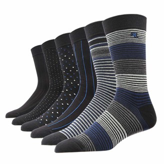 SOXART Mens Solid & Patterned Dress Socks Big & Tall 6-Pack Classic Cotton Style 