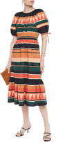 Thumbnail for your product : Ulla Johnson Ayta Fluted Striped Cotton-poplin Midi Dress