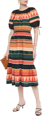 Ulla Johnson Ayta Fluted Striped Cotton-poplin Midi Dress