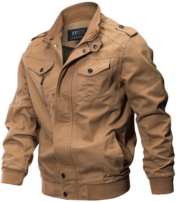 WS668 Mens Spring Autumn Cotton Multi-Pocket Washed Coat Classic Fashion Military Jackets Outdoor Outwear 
