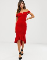 Thumbnail for your product : AX Paris bardot high low hem bodycon dress