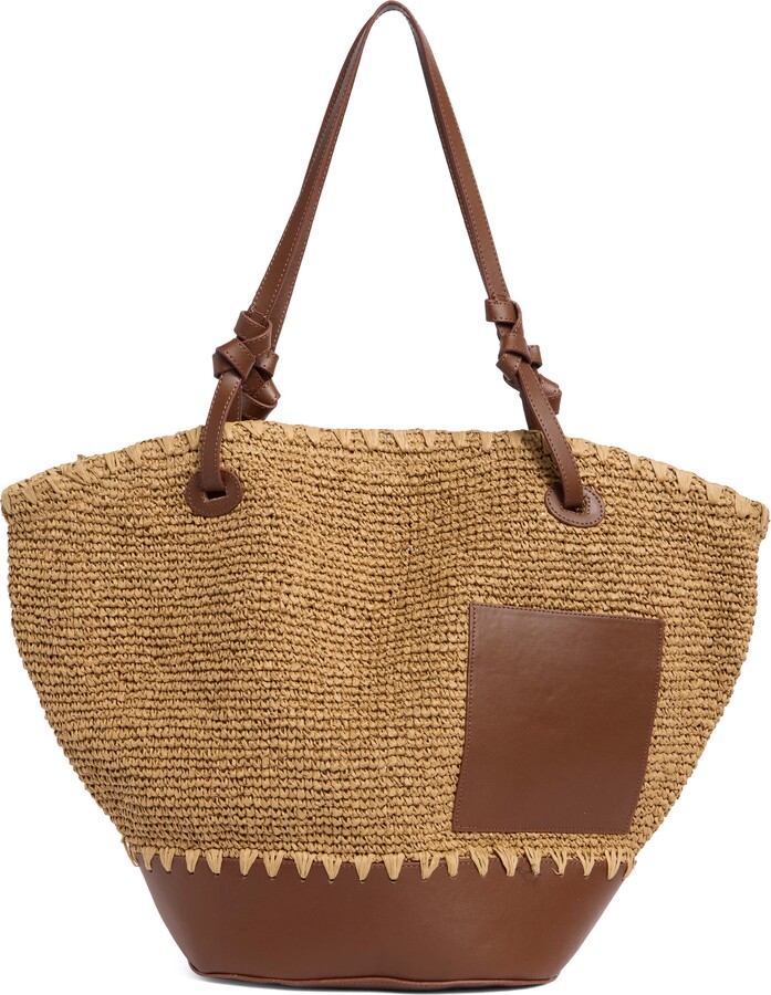 Collection XIIX Curved Straw Tote Bag
