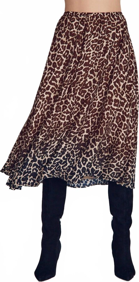 Bella Dahl Gathered Midi Skirt In Ombre Leopard Print