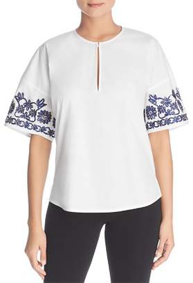 Tory Burch Amy Embroidered Sleeve Top