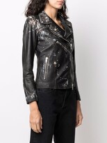 Thumbnail for your product : S.W.O.R.D 6.6.44 Painterly-Print Leather Biker Jacket