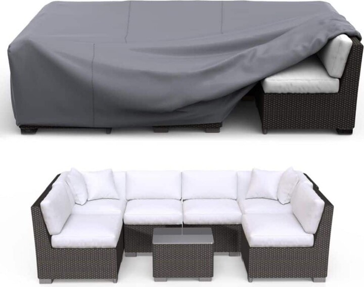 OVCRNIBI Outdoor Garden Patio Furniture Cover, Dustproof And Waterproof 400D Oxford Cloth, 126 in. L x 126 in. W x 28 in. H, Grey