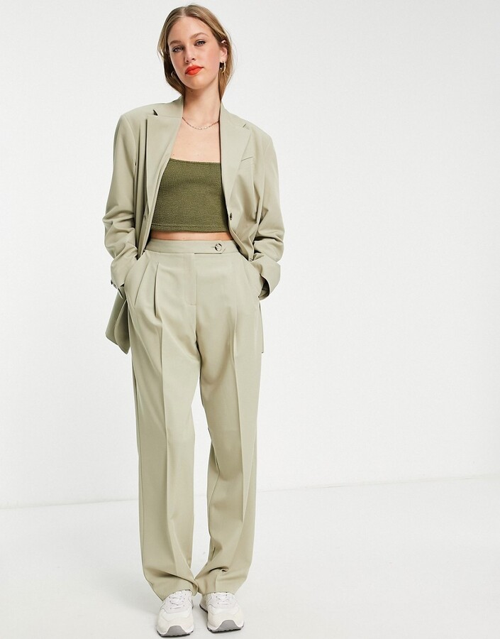 Topshop Tailored co ord mensy trouser in stone - ShopStyle
