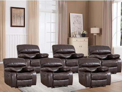 Latitude Run 39.8'' Wide Modern Upholstered Faux Leather Manual Reclining Sofa With Pillow Top Arm(Set Of 6)