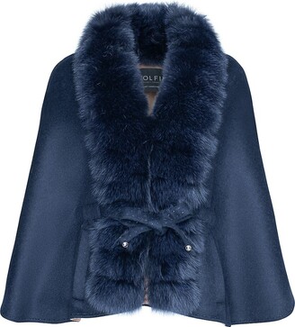 Wolfie Fur Made For Generation Fox Fur-Trim Cashmere & Wool Cape