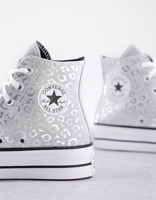 Converse Chuck Taylor All Star Hi Lift glitter leopard platform sneakers in  silver - ShopStyle