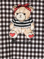 Thumbnail for your product : MonnaLisa Teddy Bear-motif check-print dress