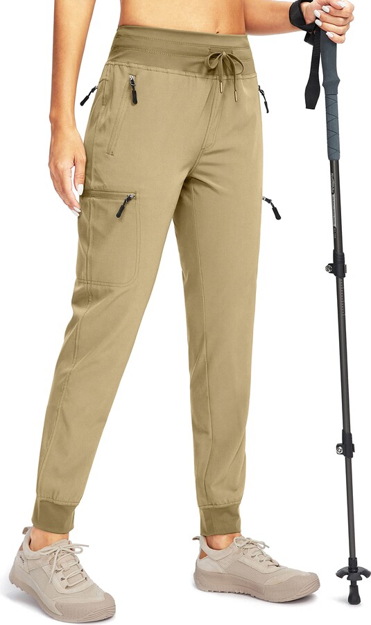 SANTINY Women's Hiking Cargo Joggers Pants with 5 Zipper Pockets