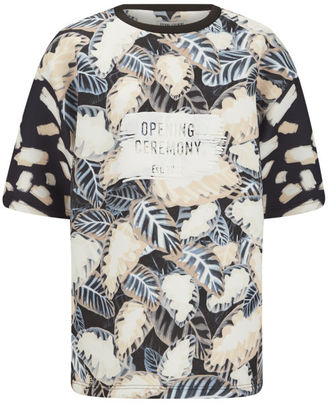 Opening Ceremony Womens Painted Leaves Oversized Top Blush Pink