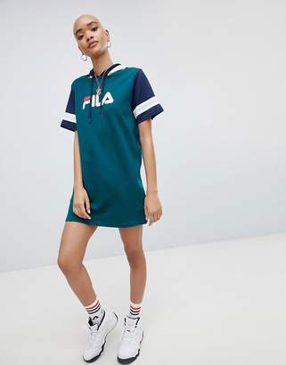 Fila Oversized T-Shirt Dress With Hood In Color Block