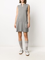Thumbnail for your product : Thom Browne 4-Bar stripe pleated polo dress