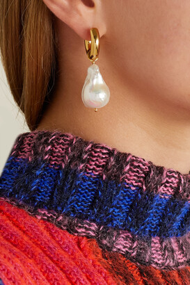 Timeless Pearly Gold-tone Pearl Hoop Earrings - one size