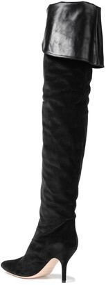 Magda Butrym Portugal Leather-trimmed Velvet Thigh Boots