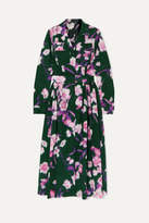 Thumbnail for your product : Dries Van Noten Pleated Floral-print Cotton-poplin Midi Dress - Green