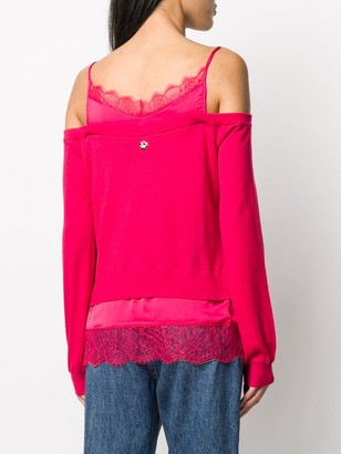 Twin-Set Layered Cold-Shoulder Top