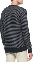 Thumbnail for your product : Theory Textured Striped Crewneck Sweater, Blue/Navy