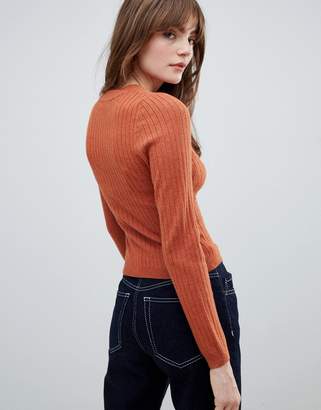 ASOS Design DESIGN ribbed sweater in fine knit-Red
