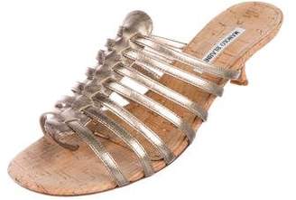 Manolo Blahnik Leather Slide Sandals