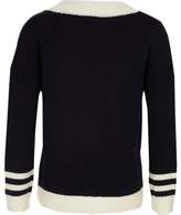 Thumbnail for your product : River Island Girls navy pearl trim cardigan
