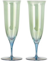 Thumbnail for your product : Luisa Beccaria Green & Blue Shade Glass Flute Set