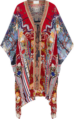 Camilla Costume Party Lace-up Embellished Printed Silk-chiffon Kaftan
