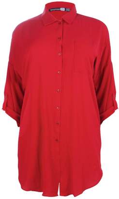 boohoo NEW Womens Plus Eva Oversized Shirt in Polyester 5% Elastane