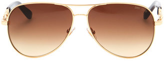 Jimmy Choo Reese Chain-Temple Aviator Sunglasses, Rose Gold