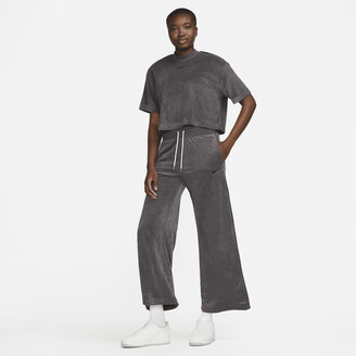 Nike Women's Sportswear Mock-Neck Short-Sleeve Terry Top in Grey - ShopStyle