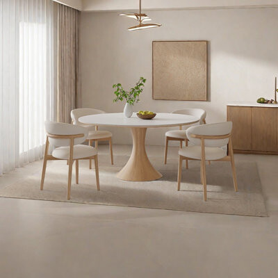 MRzenghong Log Cream Style Slate Dining Table