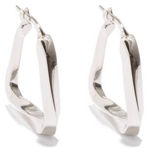 Bottega Veneta Triangle Sterling-silver Hoop Earrings - Silver