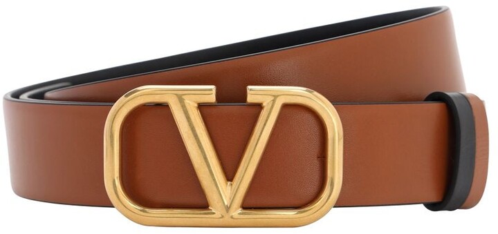 Luisaviaroma Women Accessories Belts 30mm Reversible Vlogo Leather Belt 