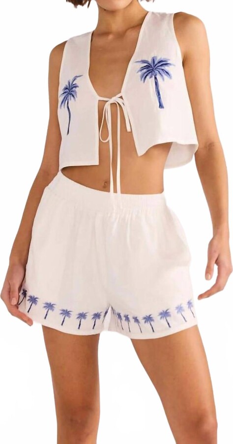 MinkPink Isadora Resort Top In Blue Palm