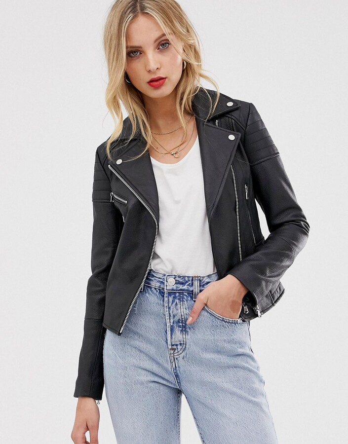 Barneys Originals Clara real leather jacket - ShopStyle
