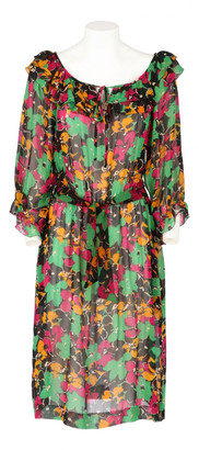 Oleg Cassini Multicolour Silk Dress for Women Vintage