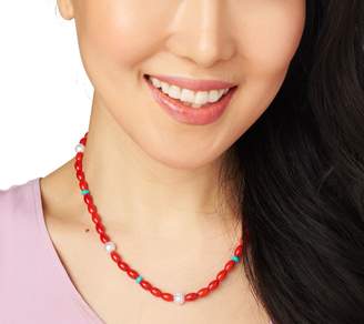 American West Cultured Pearl Turquoise and Coral Bead Necklace
