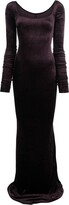 Thumbnail for your product : Rick Owens Lilies Scoop-Neck Velvet Maxi Dress