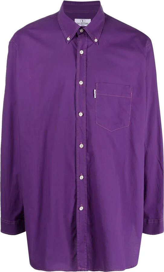 Valentino Garavani Pre-Owned 2000s Box-Pleat Detail Button-Down Shirt