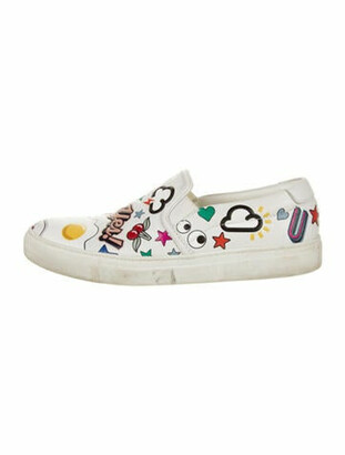 Anya Hindmarch Leather Printed Sneakers White - ShopStyle