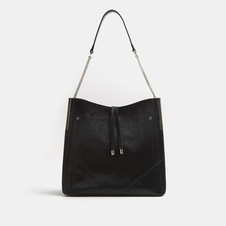 Ceniza fenómeno Nevada River Island Womens Black leather print slouch bag - ShopStyle