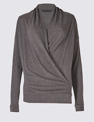 M&S Collection Wrap V-Neck Long Sleeve T-Shirt