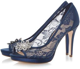 Linea Darlia jewelled flower trim court shoe
