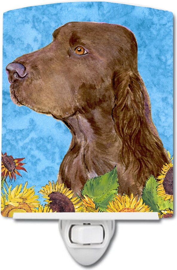Caroline's Treasures Field Spaniel in Summer Flowers Ceramic Night Light